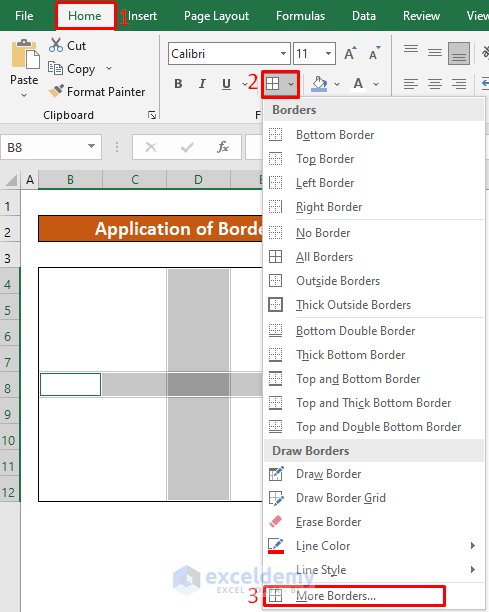 Use Border Command to Draw a Floor Plan in Excel