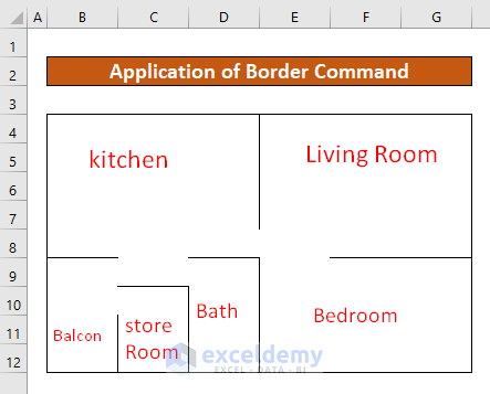 Use Border Command to Draw a Floor Plan in Excel
