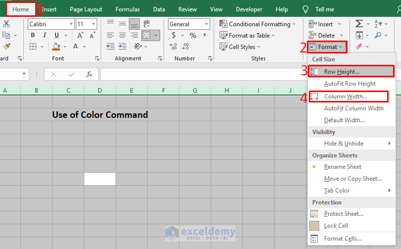 Apply Color Command to Draw a Floor Plan in Excel