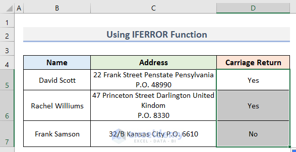How to Find Carriage Return in Excel