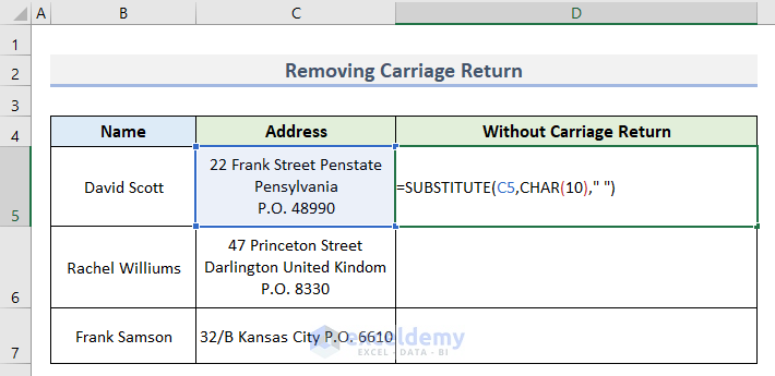 How to Remove Carriage Return in Excel