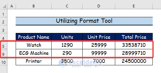 Utilizing Format Tool to Find Missing Rows in Excel