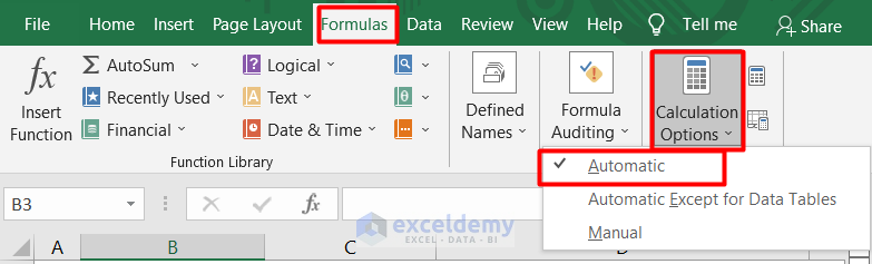 Fix Calculation Option to Fix Formulas in Excel