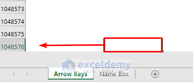 Use Arrow Keys to Go to the End of Excel Sheet