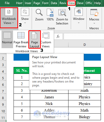 Hide Header and Footer in Excel