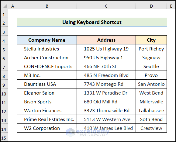 How to Indent the Data Twice in Excel Using Keyboard Shortcut