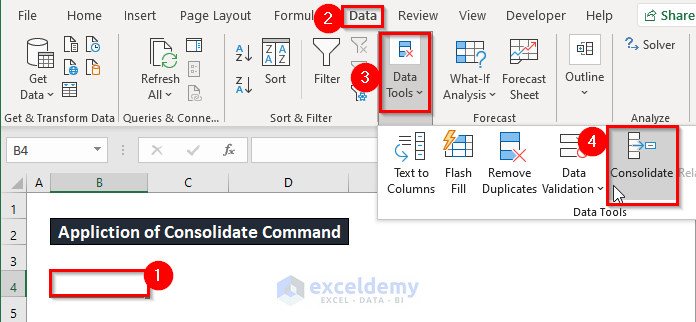 Use Consolidate Command to Link Excel Sheets to a Summary Page