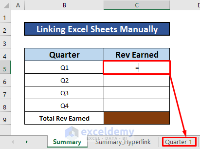 Linking Excel Sheets to a Summary Page Manually