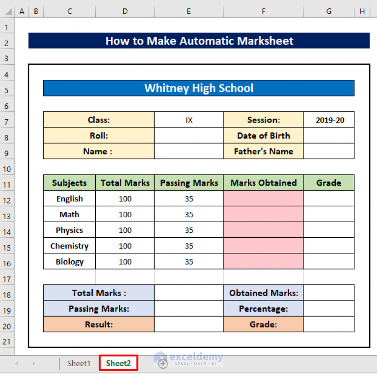How To Make Automatic Marksheet In Excel with Easy Steps 