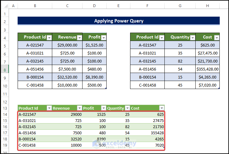 merging queries to merge two tables