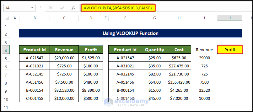 vlookup formula input for second column .