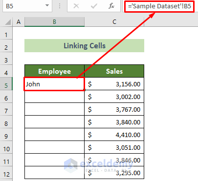 Link Cells to Mirror Data in Excel
