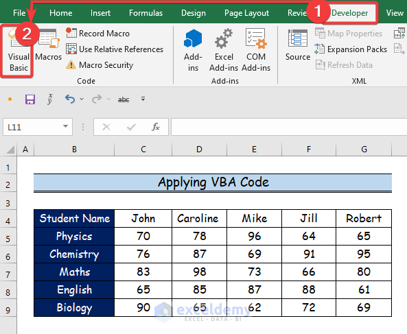 Applying VBA Code to Move Data from Row to Column in Excel