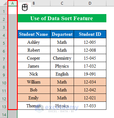 Use Data Sort Feature to Move Multiple Rows in Excel