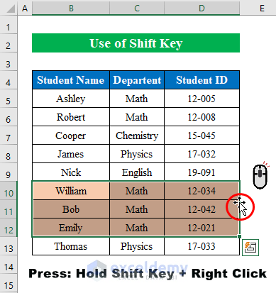 Use Shift Key to Move Multiple Rows in Excel