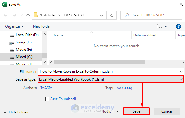 Save the Excel as .xlsm File
