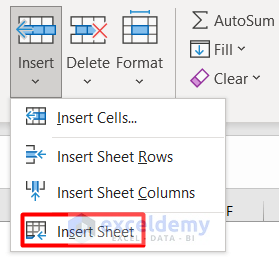 Use Excel Home Tab to Open New Sheet