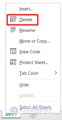 How to Delete Sheet in Excel