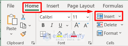 Use Excel Home Tab to Open New Sheet