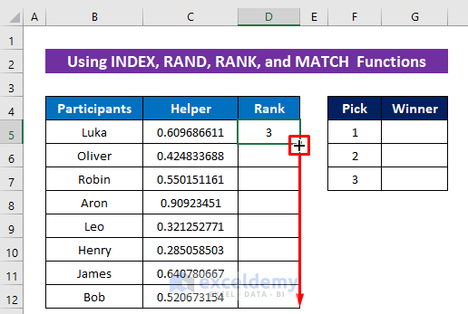 Randomly Select Multiple Unique Values Using INDEX, RAND, RANK, and MATCH Functions