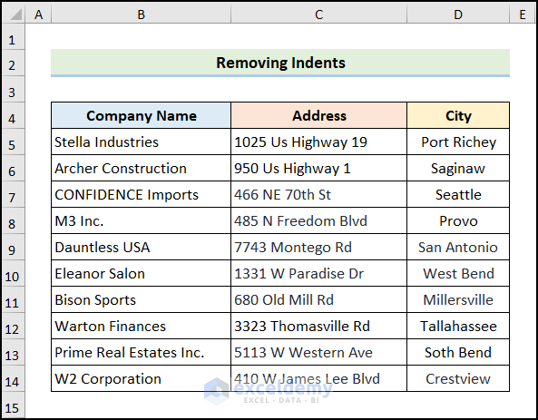 How to Remove Indent in Excel