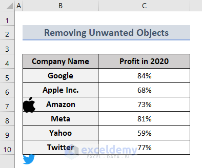How to Remove Unwanted Objects in Excel