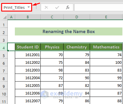 Rename Name Box to Repeat Rows in Excel When Printing