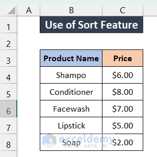 Use Sort Feature to Reverse Column Order in Excel