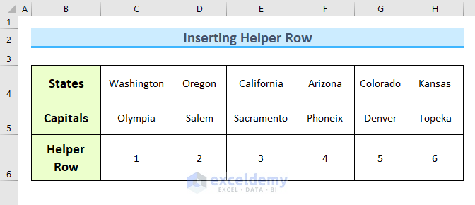Inserting Helper Row to Reverse Data in Excel Cell