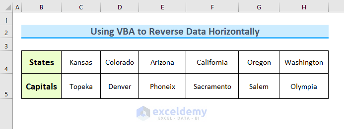 Using VBA to Reverse Data Horizontally Final Output