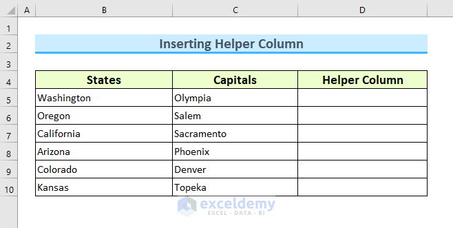 Inserting Helper Column to Reverse Data in Excel Cell
