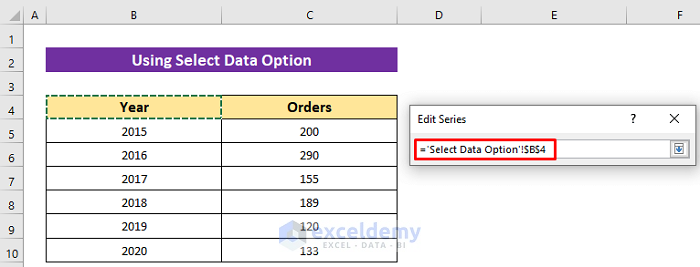 Using Select Data Option to Reverse X and Y Axis in Excel