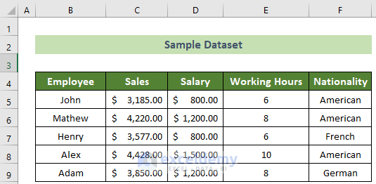 Sample Dataset to Select Large Data in Excel Without Dragging