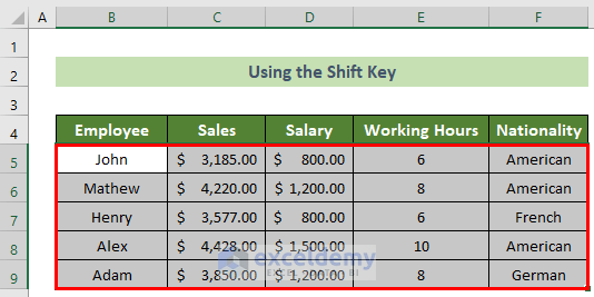 Selected Large Data n Excel Without Dragging