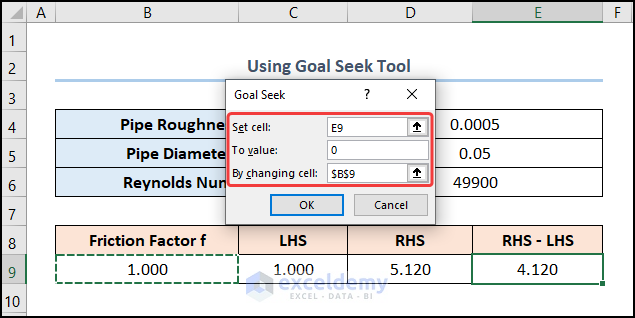 Using Goal Seek Tool