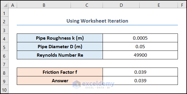 How to Solve Colebrook Equation in Excel Using Worksheet Iteration