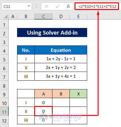 Applying Excel Solver Add-in to Solve System of Equations
