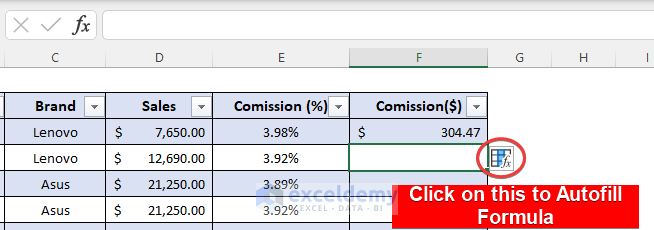 How to Stop Autofill Formula in Excel Table