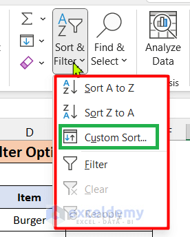 Custom Sort Option to Summarize Data