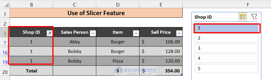Utilize the Slicer Feature in Excel Table for Summarizing Data