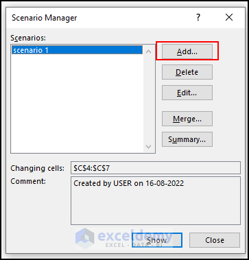 Create More Scenarios from scenario manager