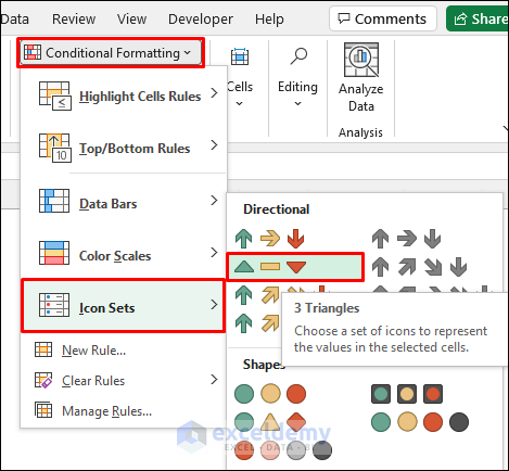 how to add trend arrows in excel