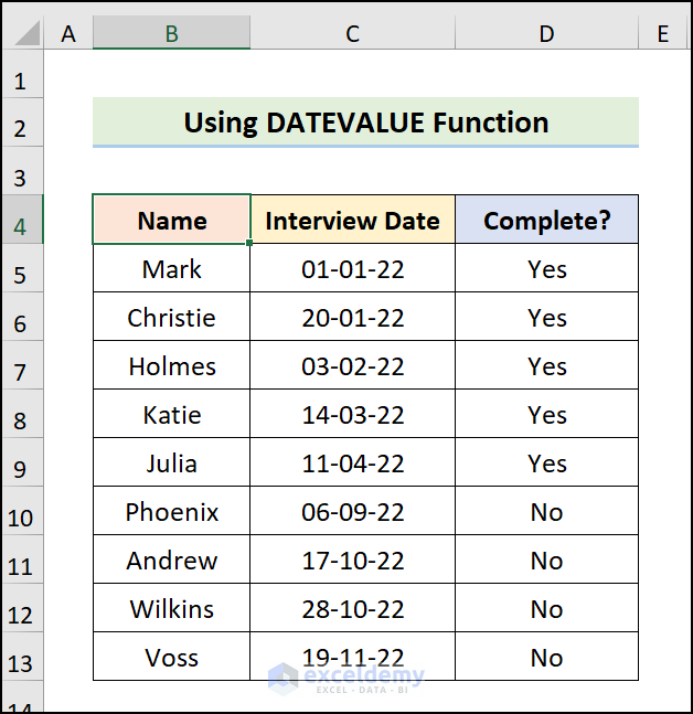Using DATEVALUE Function to Return Value If Cell Contains Date
