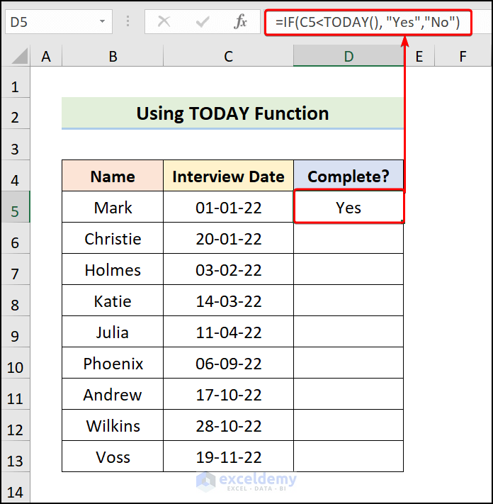 Utilizing TODAY Function to Return Value If Cell Contains Date
