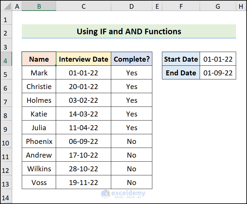 Using IF and AND Functions