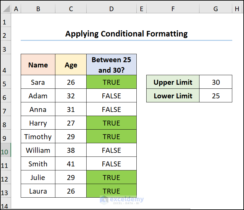 Applying Conditional Formatting for If-Then Formula Between Two Numbers