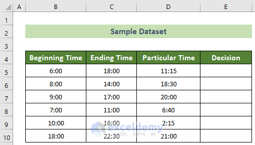 Check If Time is is Between Two Times in Excel