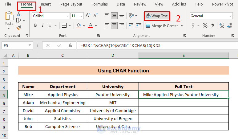 Insert Carriage Return in an Excel Cell
