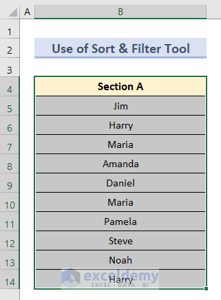 Use Sort & Filter Tool to Merge Two Columns in Excel