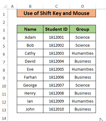 Move Up or Down a row in Excel